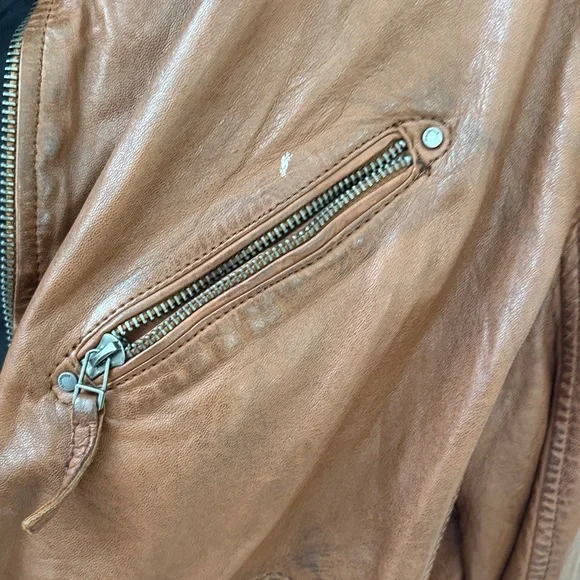 Men's Rustic Brown Leather Military Jacket - Picture 6 of 11